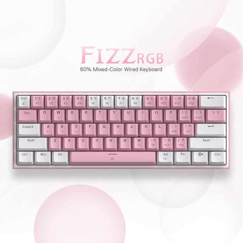Teclado Mecânico Gamer Compacto Redragon Fizz Sakura Bubblegum